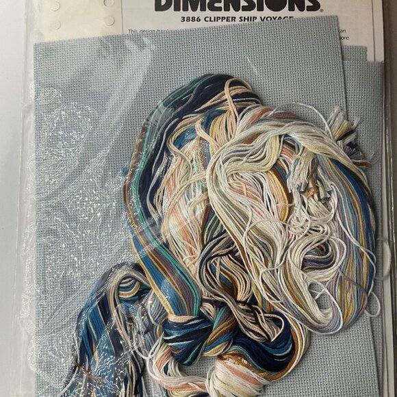 VTG 90'Dimensions Counted Cross Stitch Kit Clipper Ship Voyage 16"x18" Nautical - Picture 5 of 8